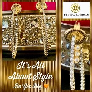 Freida Rothman Pavé Disc Oval Hoop Earrings